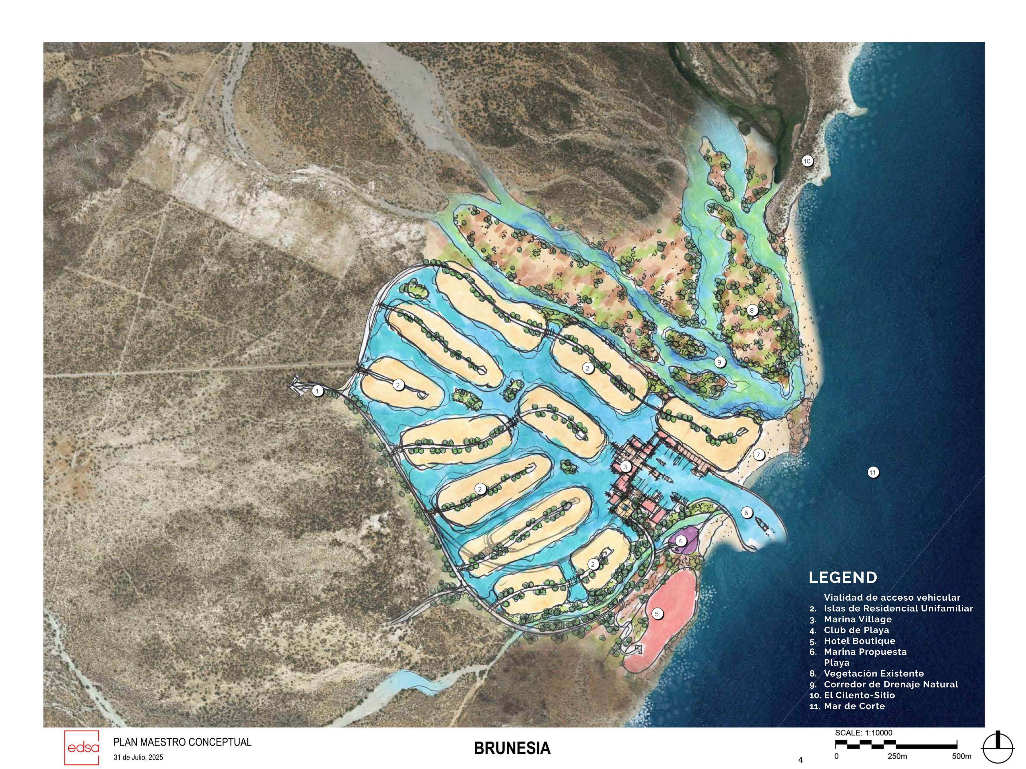 Plan maestro conceptual de Brunesia, segunda etapa de la marina